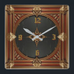 Art Deco Elegant Red Quadratische Wanduhr<br><div class="desc">Great clock design. You will love it like others. Be free to use this design for other product you like or to customize and add your text. Follow me for more. Thank you. Have a nice day.</div>