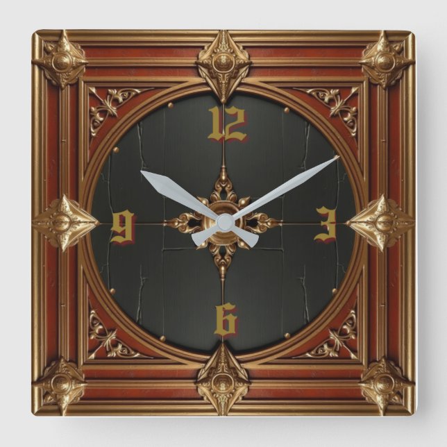 Art Deco Elegant Red Quadratische Wanduhr (Vorderseite)