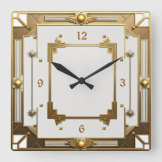 Art Deco Elegante Quadratische Wanduhr