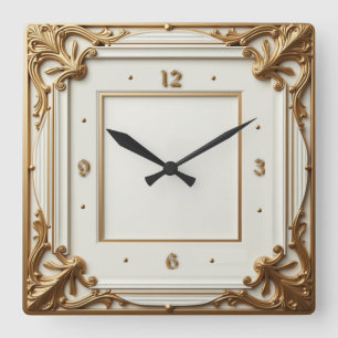 Art Deco Elegante Quadratische Wanduhr