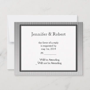 Art Deco Elegante Schwarz-Weiß-Streifen RSVP Karte