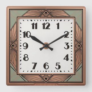 Art Deco Elegantes Rosa Quadratische Wanduhr