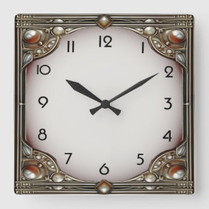 Art Deco Eleganz Quadratische Wanduhr