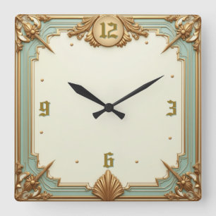 Art Deco Eleganz Quadratische Wanduhr