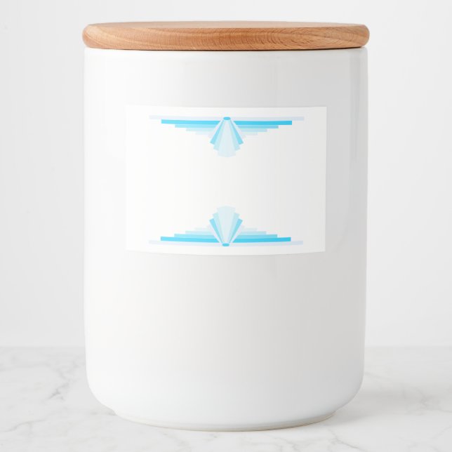Art Deco-Element in Hellblau Lebensmitteletikett (Vorderseite)