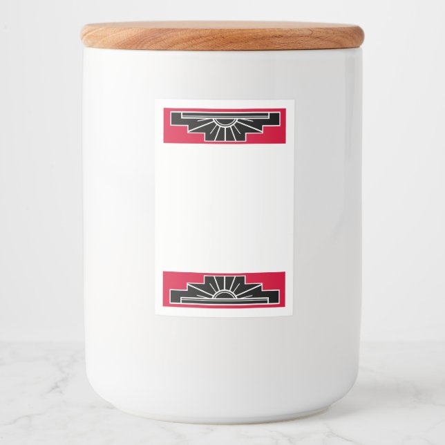 Art deco element in red & black food label lebensmitteletikett (Vorderseite)