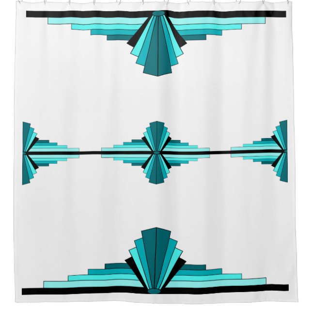 Art Deco-Elemente in Blaugrün Duschvorhang (Vorderseite)