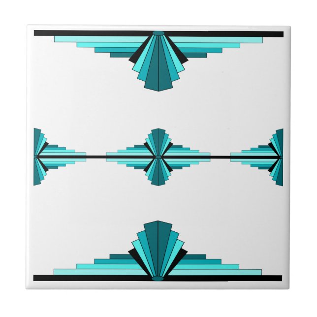 Art Deco-Elemente in Blaugrün Fliese (Vorderseite)