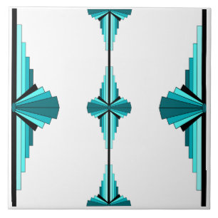 Art Deco-Elemente in Blaugrün Fliese