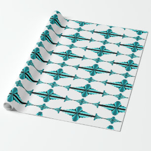 Art Deco-Elemente in Blaugrün Geschenkpapier