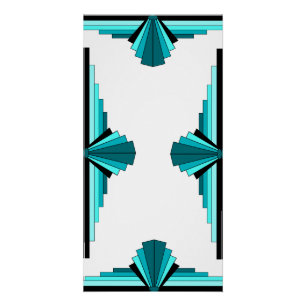 Art Deco-Elemente in Blaugrün Poster