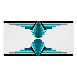 Art Deco-Elemente in Blaugrün Poster