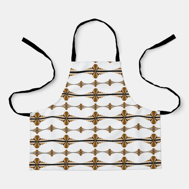 Art Deco-Elemente in brauner und beiger Schürze (Vorderseite)