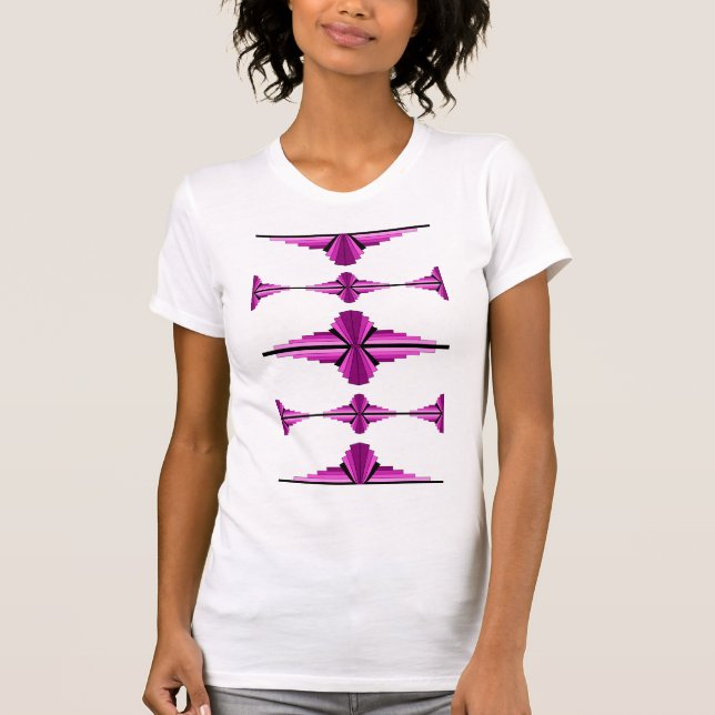 Art Deco-Elemente in tiefem Rosa T-Shirt (Vorderseite)