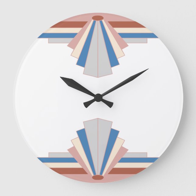 Art deco elements in rose gold, blue & grey03 große wanduhr (Vorderseite)