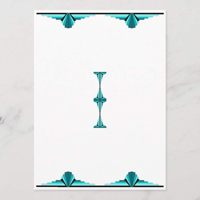 Art deco elements in teal green menu menükarte (Vorderseite)