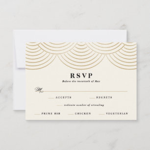 Art Deco Elfenbein-Girlande-Lichter Hochzeit-Antwo RSVP Karte
