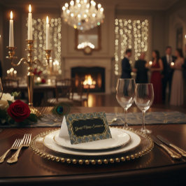 Art Deco Embroidered-Style Folded Table Name Card