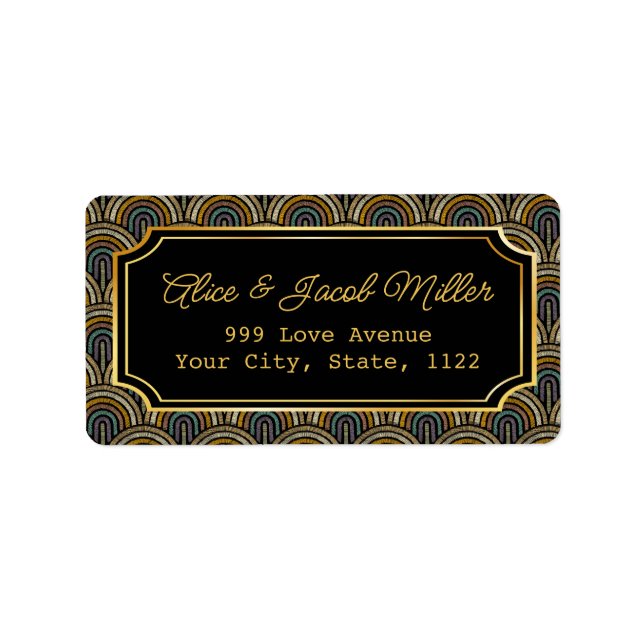 Art Deco Embroidered-Style Return Address Label Adressaufkleber (Vorne)