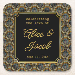 Art Deco Embroidered-Style Wedding  Rechteckiger Pappuntersetzer