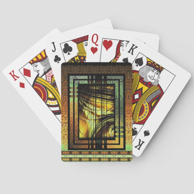 Art Déco En Vert Et Or Cartes De Jeu (dos)