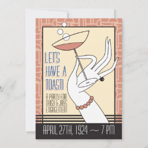 Art Déco Engagement Partie Douche Invitations