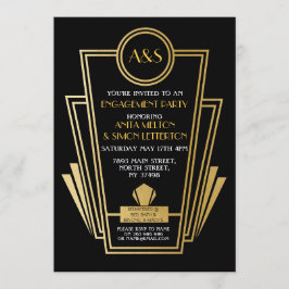 Art-Deco-Engagement-Party der 1920er Jahre lädt Ga Einladung