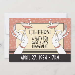 Art Deco Engagement Party Shower Einladungen HZ