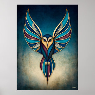 Art Deco Eule Abstrakte Geometrische Vogel Wandkun Poster