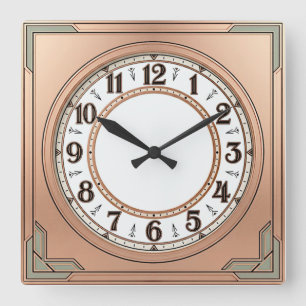 Art Deco Exklusiv Pink Quadratische Wanduhr