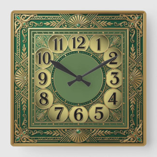 Art Deco Extra Quadratische Wanduhr