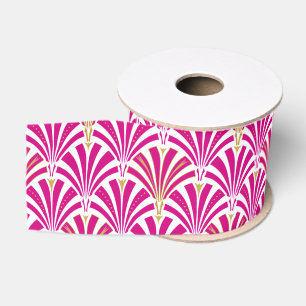 Art Deco Fächer Muster - Fuchsienrosa Ripsband