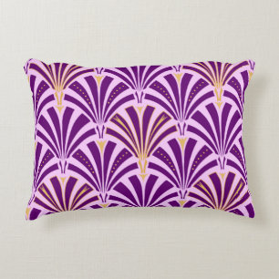Art Deco Fächer-Muster - lila und Orchidee Dekokissen