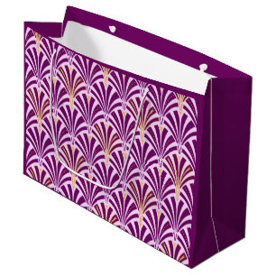 Art Deco Fächer-Muster - lila und Orchidee Große Geschenktüte