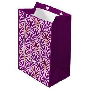 Art Deco Fächer-Muster - lila und Orchidee Mittlere Geschenktüte