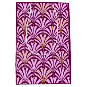 Art Deco Fächer-Muster - Orchidee und Lila Mittlere Geschenktüte
