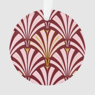 Art Deco Fächer-Muster - rosa und burgunderrot Ornament