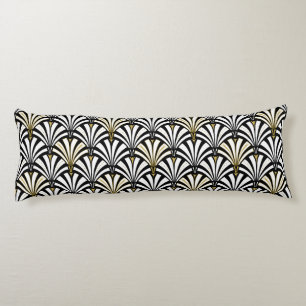 Art Deco Fächer-Muster - weiß und schwarz Seitenschläferkissen