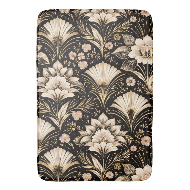 Art Deco Fächer Stil Blumenmuster Badematte (Vorderseite Vertikal)