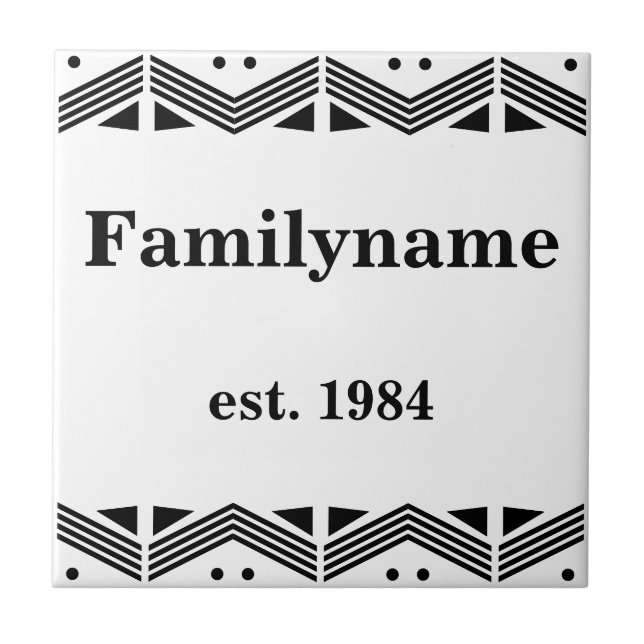Art Deco Familienname Keramik Tile Fliese (Vorderseite)