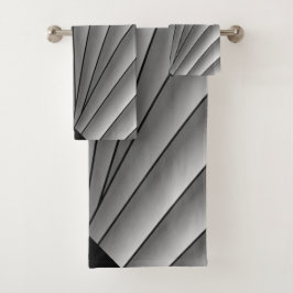 Art Deco Fan Design Grau-Badehandtuch Set