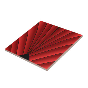 Art Deco Fan Design Red Tile Fliese