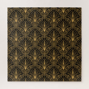 Art Deco Fan: Geometrisches, gelbes Schwarz