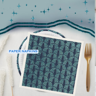 Art Deco Fan Muster Blau Serviette