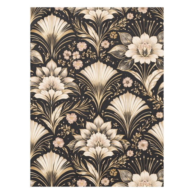 Art Deco Fan Style Floral Pattern Tischdecke (Vorderseite)