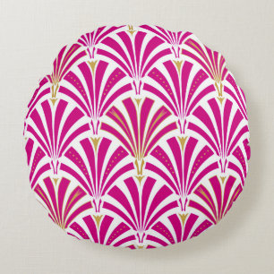 Art Deco Fanmuster - fuchsia pink Rundes Kissen