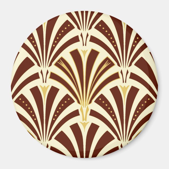 Art-Deco-Fanmuster - Schokolade auf Creme Magnet (Vorne)