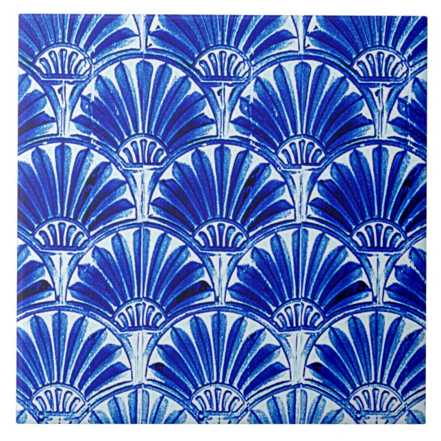 ART DECO FANS BLUE FLIESE (Vorderseite)