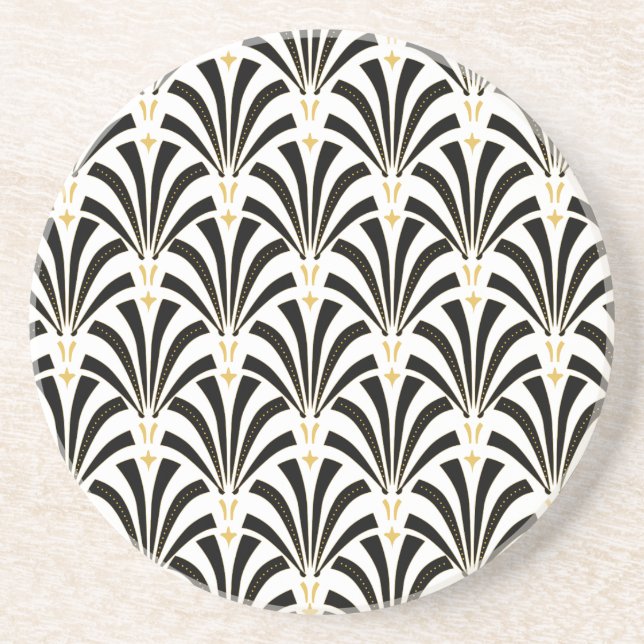 Art Deco Fans Custom Pattern Getränkeuntersetzer (Vorne)