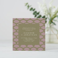 Art Deco Fans in Olive und Lilac Probe Abendessen
